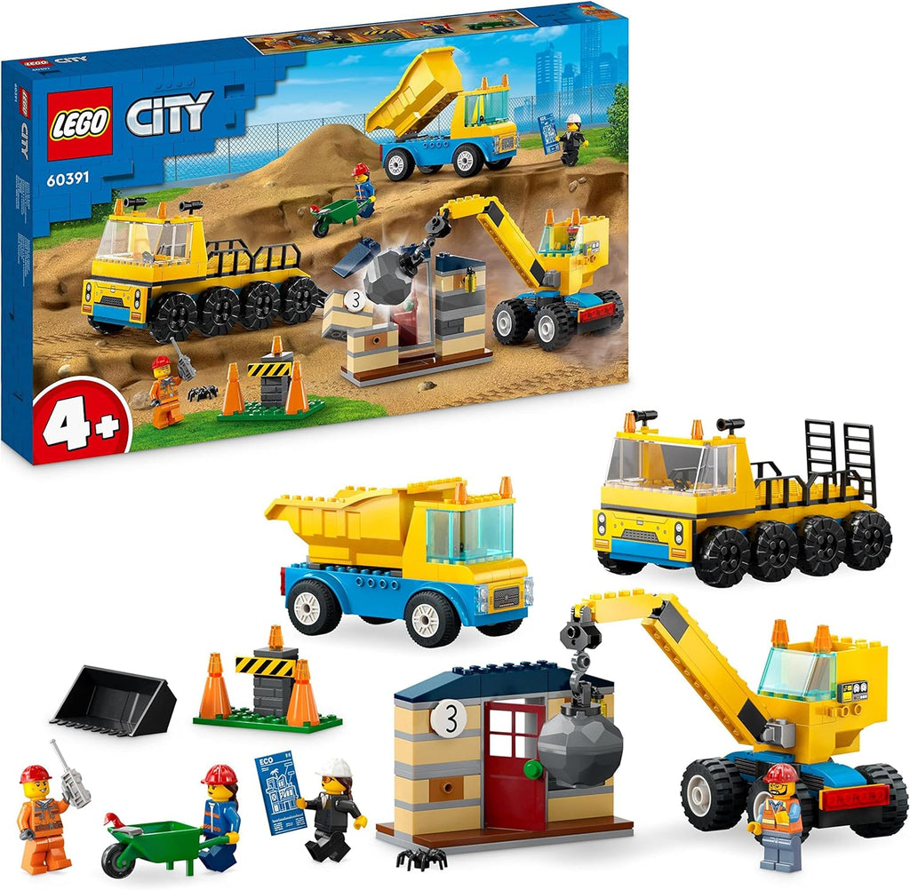 LEGO City Camiões de Construção e Grua com Bola Demolidora 60391