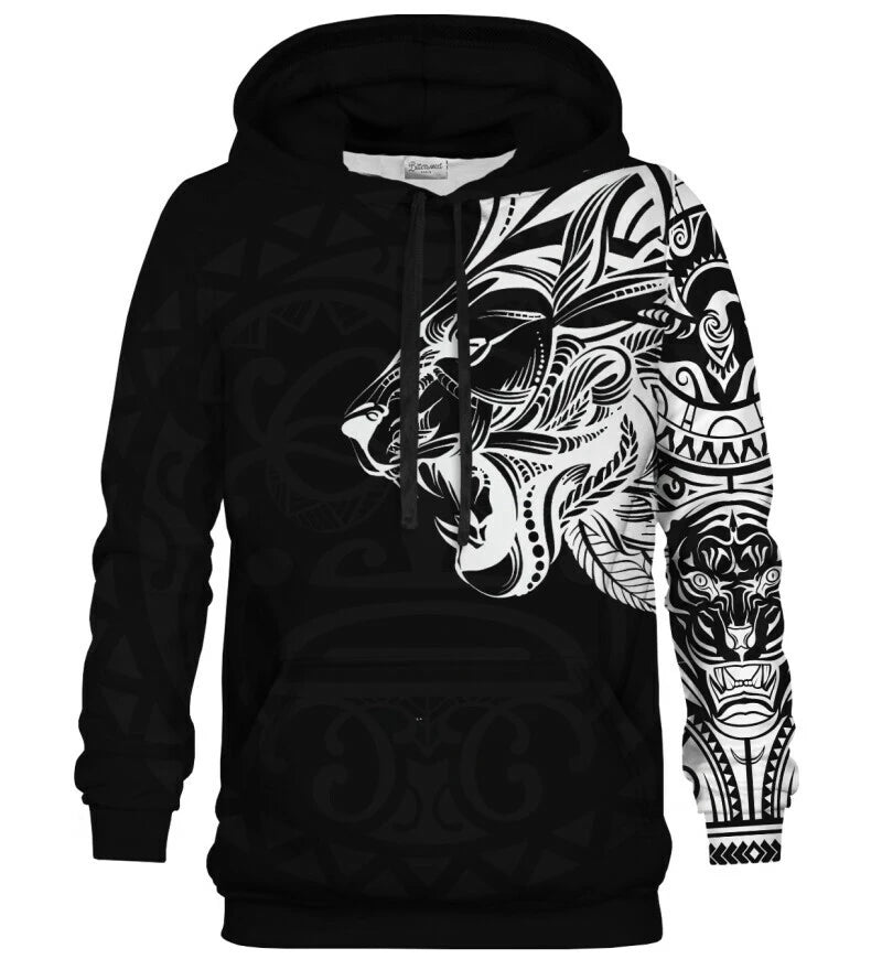 Polynesian Lion Black Hoodie Unissex