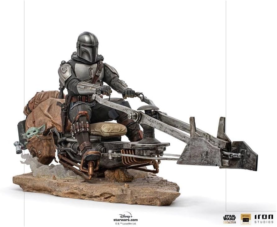 Estátua Deluxe Iron Studios: The Mandalorian em Speederbike - Escala 1/10