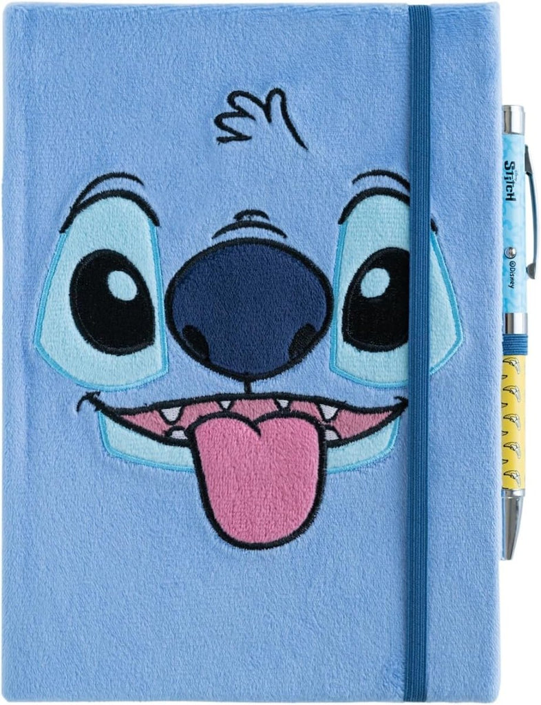 Caderno A5 Premium Disney Stitch com Caneta Projetora – Capa de Felpa Suave - Papelaria - erik