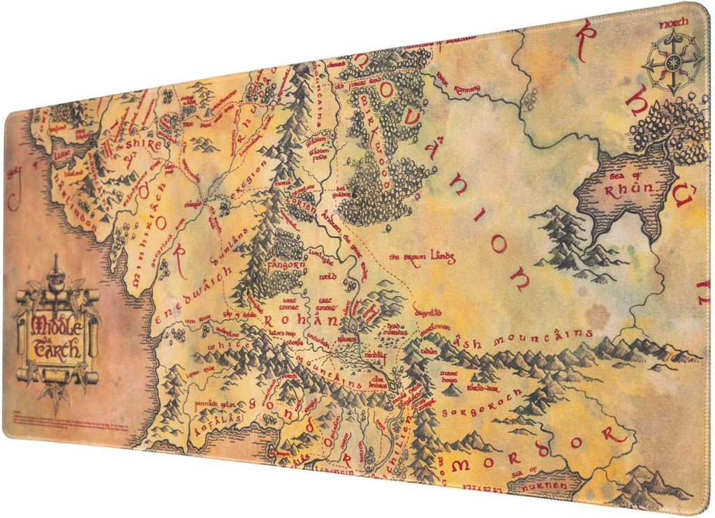 Tapete de Secretária Gaming XL "O Senhor dos Anéis" – Mapa da Terra Média (80x35cm)