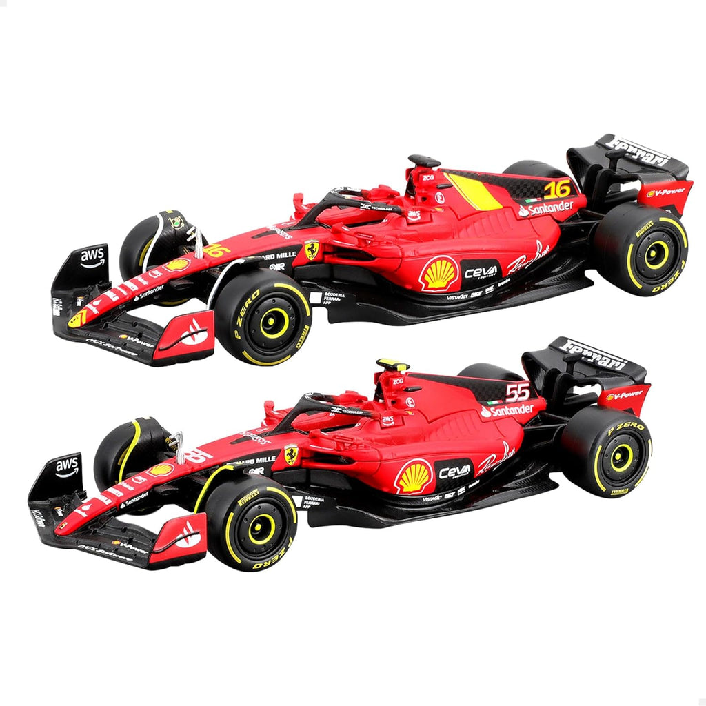 Conjunto de 2 Miniaturas de Carros Ferrari SF-23 de Fórmula 1 à Escala 1:43