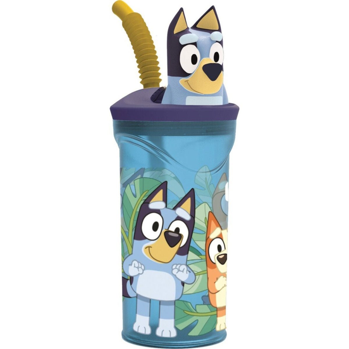 Copo Infantil Bluey com Tampa 3D e Palhinha 360ml - ANIMATEK