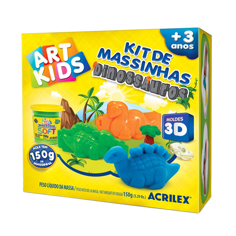Plasticina Soft Dinossauros Acrilex Art Kids 150g 40047