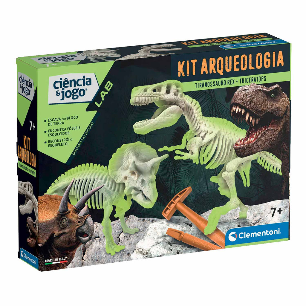 Kit Arqueologia Tiranossauro Rex + Triceratops Clementoni Ciência & Jogo 67329
