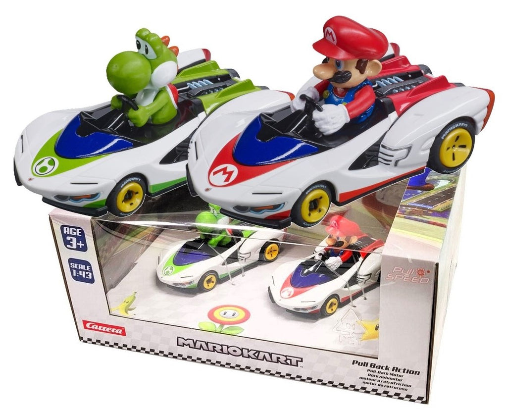 Mario Kart Pull &amp; Speed ​​2-Pack Vehicles: Mario and Yoshi - 1:43 Scale 