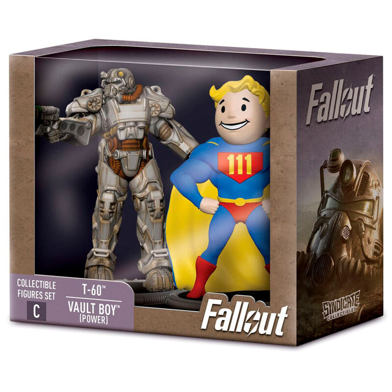 Conjunto de Mini Figuras Fallout T-60 Power Armor e Vault Boy Power 7 cm