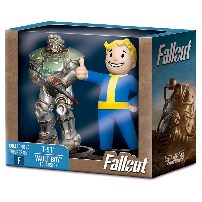 Conjunto de Mini Figuras Fallout T-51 e Vault Boy 7 cm