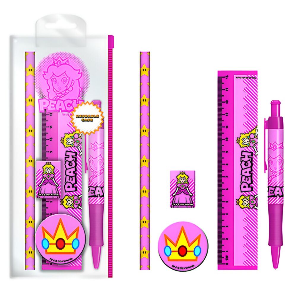 Conjunto de Papelaria Super Mario Bros – Princesa Peach - Papelaria - Pyramid International