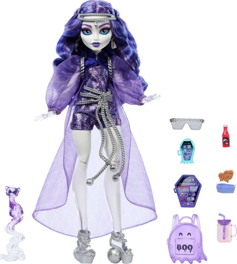 Monster High — Spectra Vondergeist Boneca Articulada + Rhuen 25 cm - Toys - Mattel