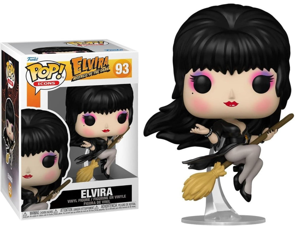 POP! Icons – Elvira, Mistress of the Dark com Vassoura 12 cm (93) - Colecionáveis - Funko