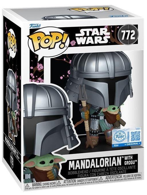 POP! Star Wars Impressions — The Mandalorian com Grogu (11 cm) | Exclusivo + Art Card - Colecionáveis - Funko